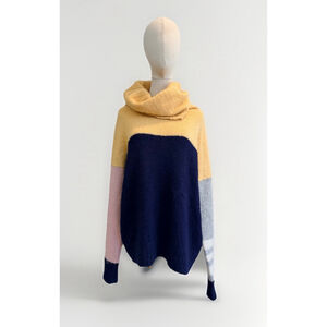 Anthropologie Child Of The Universe Alpaca Wool Color Block Funnel Neck Sweater